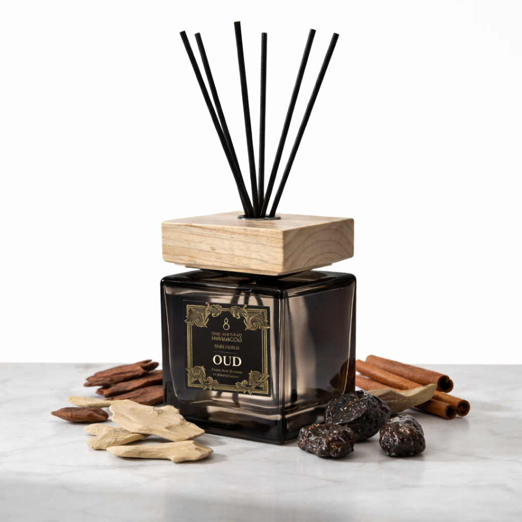Signature Reed Diffuser 500ml Oud - Luxe geurstokjes diffuser met oud hout elementen