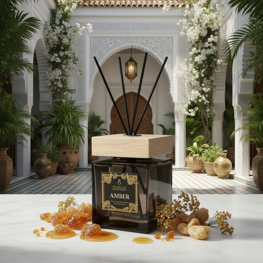 Signature Reed Diffuser 500ml Amber Black - Luxe koper diffuser met amber elementen