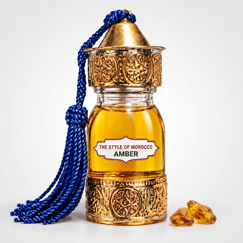Amber-fles zonder doos op witte achtergrond