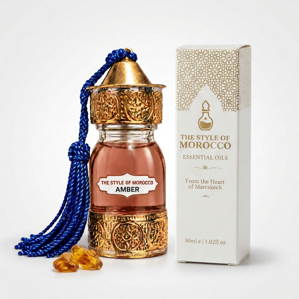 Amber met doos en bruine oliekleur