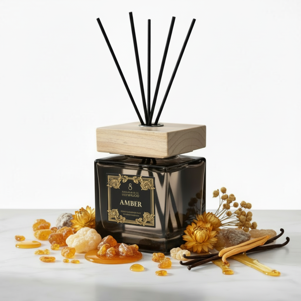 Signature Reed Diffuser 500ml Amber Black - Luxe koper diffuser met amber elementen