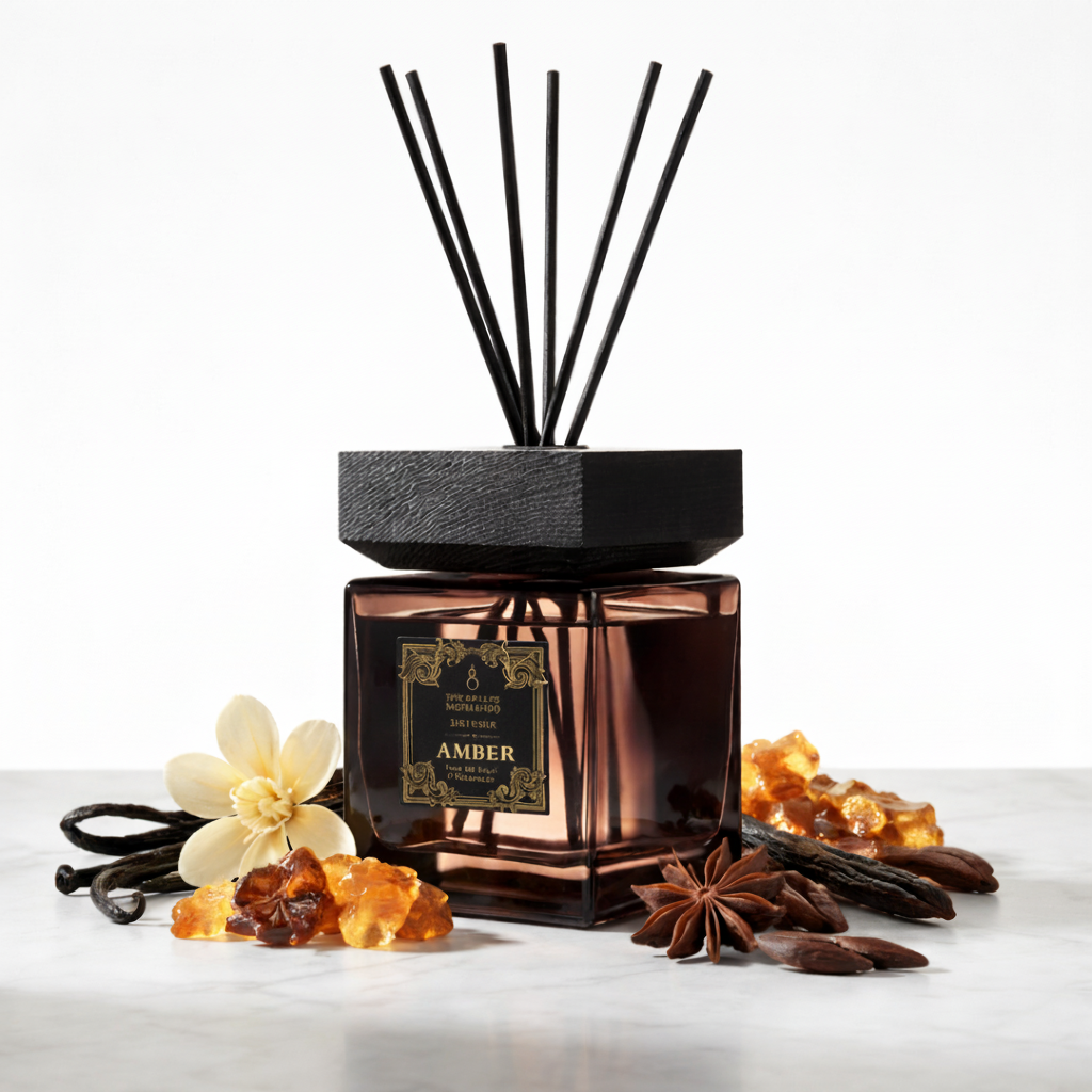 Signature Reed Diffuser 500ml Amber Black - Luxe koper diffuser met amber elementen