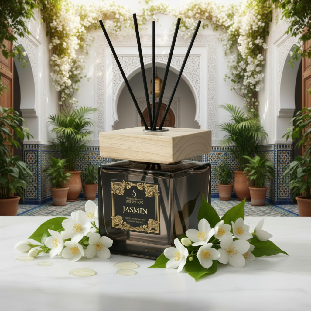 Signature Reed Diffuser 500ml Jasmin - Luxe geurstokjes diffuser met verse jasmijnbloemen