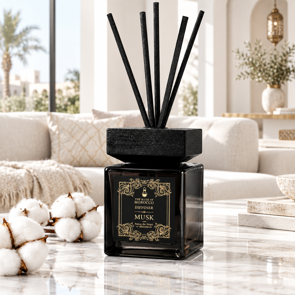 Musk zwarte Signature diffuser 500 ml in moderne woonkamer