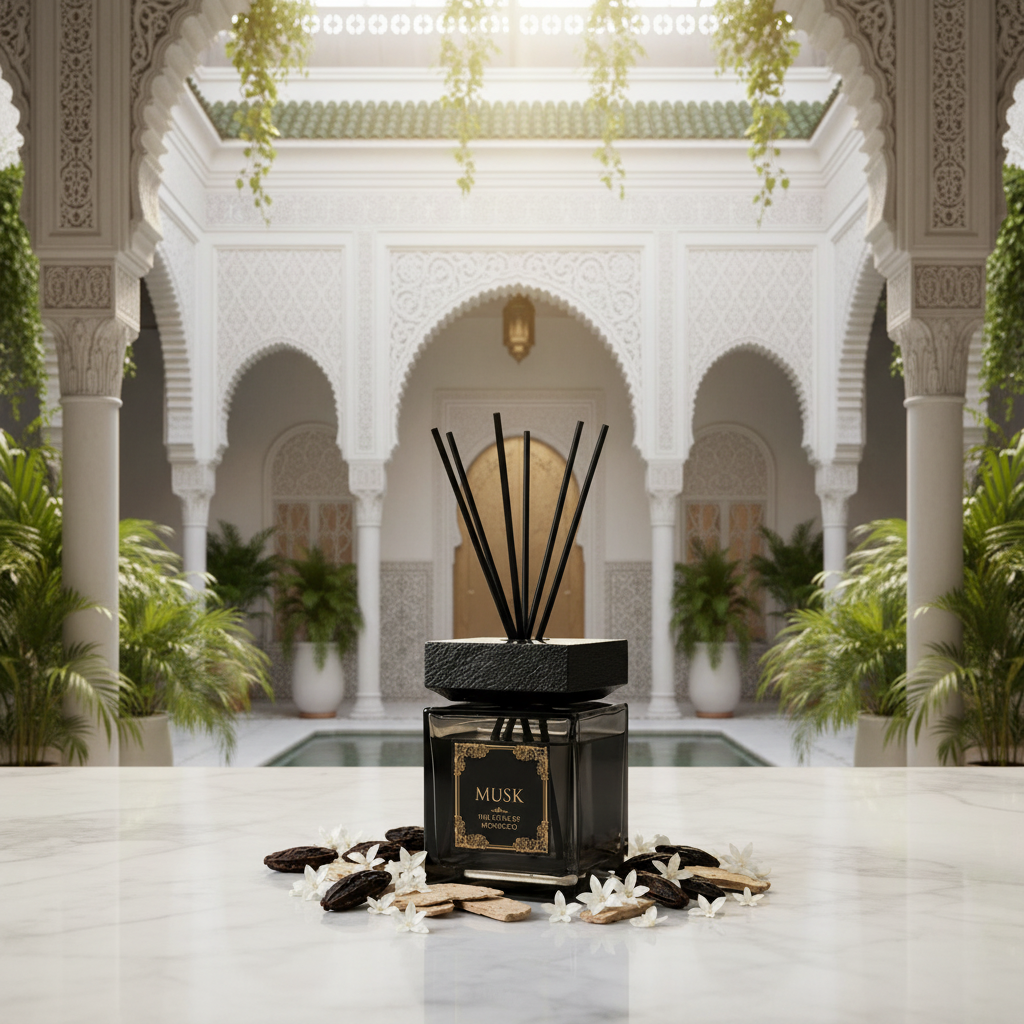 Musk Signature Diffuser Black 500ml – The Style Of Morocco – Luxe geurverspreider met zwarte rietstokjes