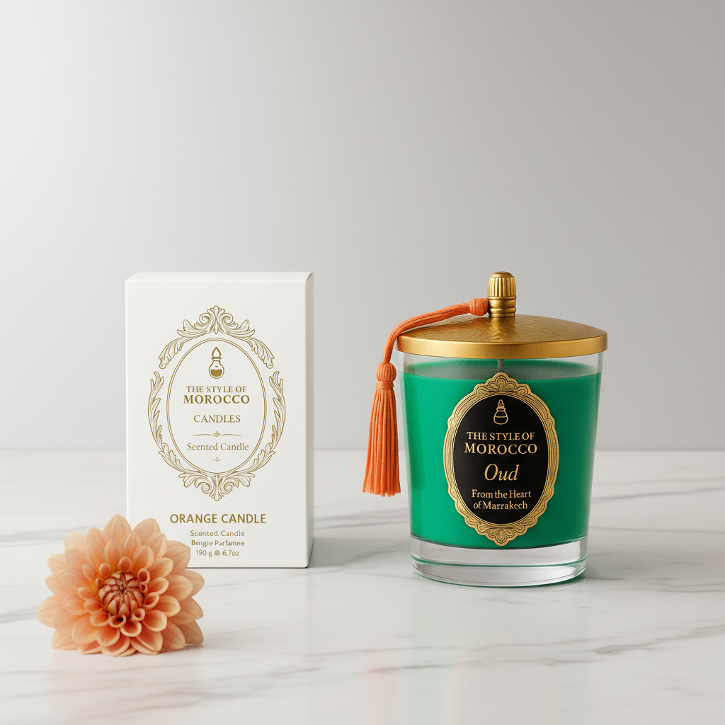 Oud groene kaars met doos