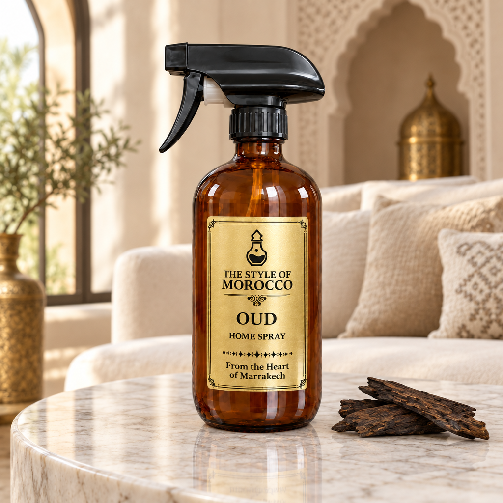 Oud home spray in een luxe Marokkaanse woonkamer