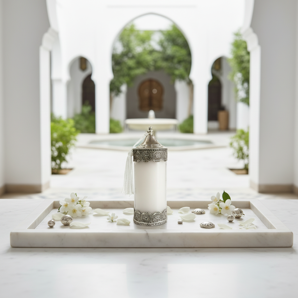 Silver Serenity Kaars – Riad Sfeerfoto