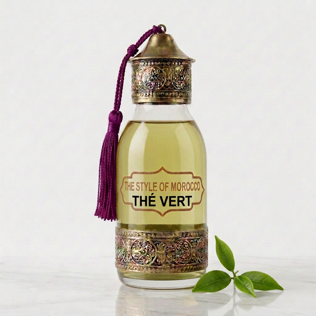 Thé Vert 125 ml met paarse kwast en doorzichtig etiket